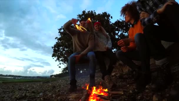 Jóvenes Con Bengalas — Vídeo de stock