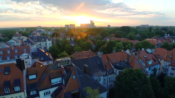 Aerial View Residential Area Sunrise — Stock Video