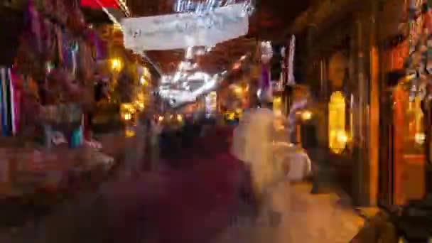 Spaziergang Souk Markt Abend Marokko Marrakesch — Stockvideo