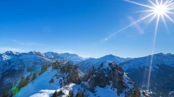 Vista Aérea Montaña Zugspitze Día Soleado Lapso Tiempo — Vídeos de Stock