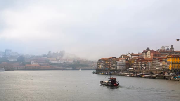 Floden Douro Och Ribeira Quai Porto Portugal — Stockvideo