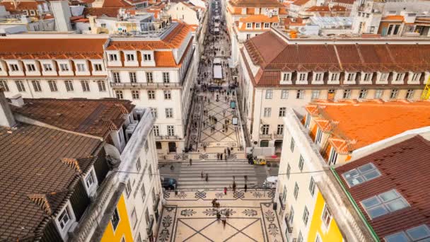 Letecký Pohled Rua Augusta Lisabon Portugalsko Časová Prodleva — Stock video