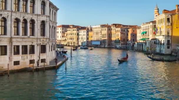 Гондолы Гранд Канале Венеция Италия Время Истекло — стоковое видео