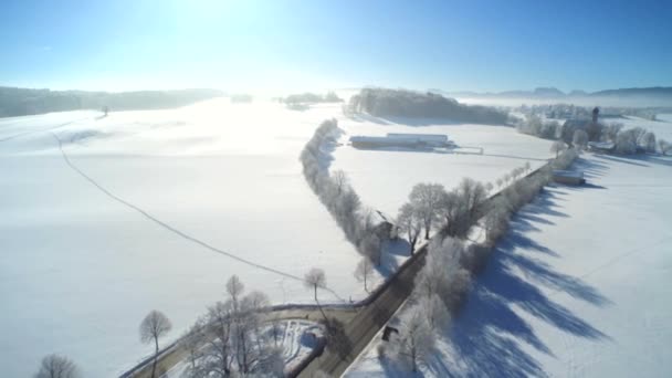 Vista Aerea Della Strada Paesaggio Invernale Durante Giorno — Video Stock