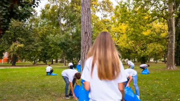 Şehir Parkını Temizleyen Gönüllüler — Stok video