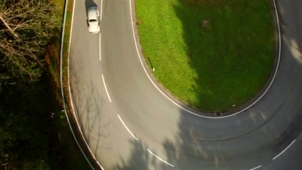 Vue Aérienne Des Voitures Virage Routier — Video