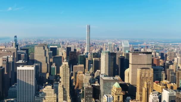 Paisaje Urbano Manhattan Durante Día Vista Aérea — Vídeos de Stock