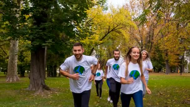 Voluntários Ambientais Funcionamento Parque — Vídeo de Stock