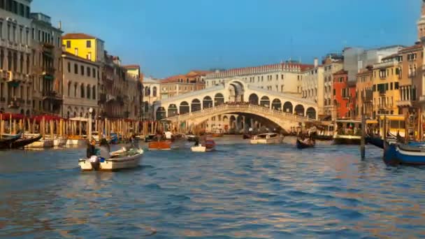 Most Rialto Nad Canale Grande Wenecja Włochy Upływ Czasu — Wideo stockowe