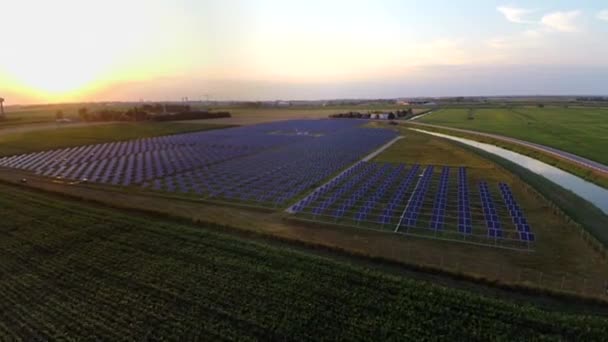 Flygfoto Över Fält Solpaneler — Stockvideo