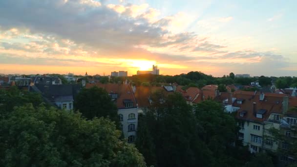 Aerial View Residential Area Sunrise — Stock Video