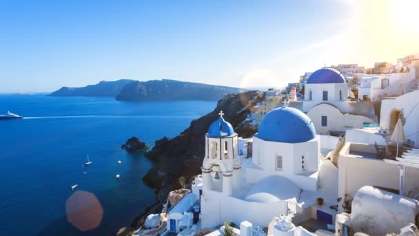 Townscape Och Havet Dagtid Santorini Grekland — Stockvideo