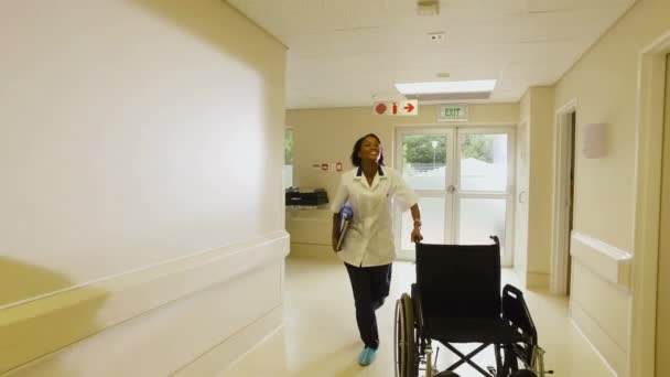 Nurse Wheelchair Hospital — ストック動画