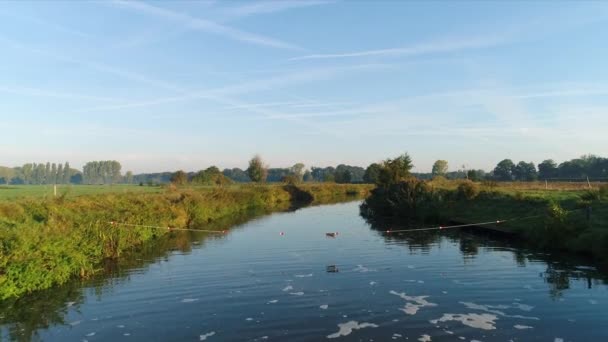 Αγροτικό Τοπίο Ποτάμι Mark Galder Βόρεια Βραβάντη Ολλανδία — Αρχείο Βίντεο