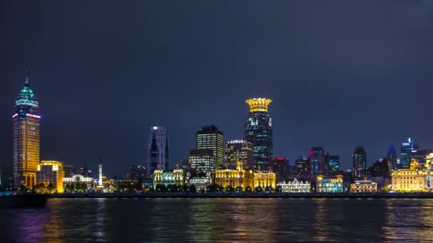 Skyline Bund Tráfego Rio Huangpu Xangai China — Vídeo de Stock