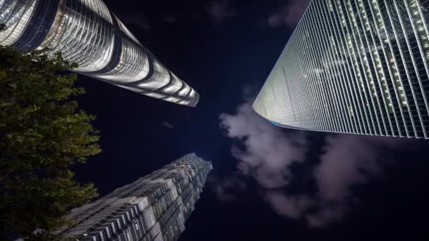 Felhőkarcolók Shanghai World Financial Center Jin Mao Tower Shanghai Tower — Stock videók