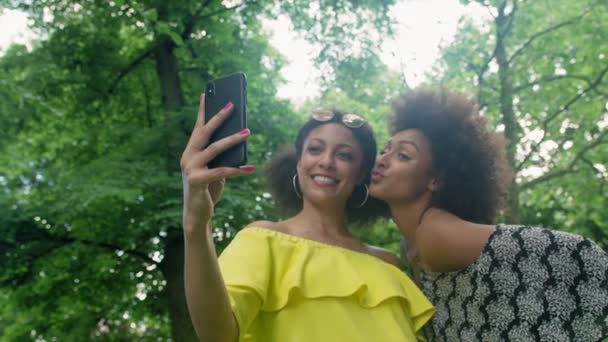 Mujeres Amigas Posando Tomando Selfie — Vídeo de stock