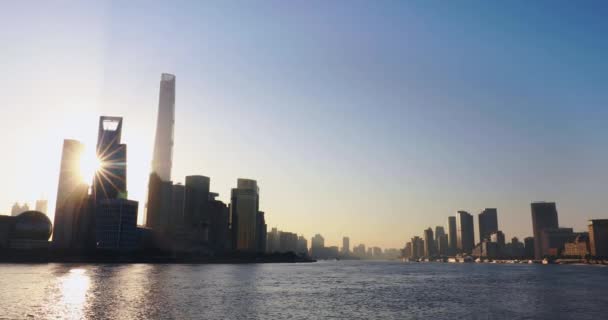 Pudong Skyline Huangpu River Shanghai China — Stock Video