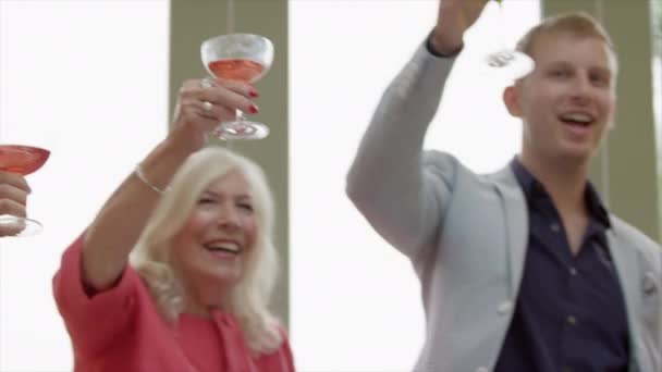 Wedding Guests Toasting Wedding Reception Dinton Wiltshire Velká Británie — Stock video