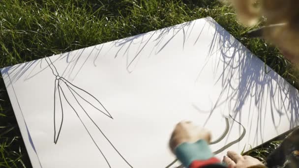 Boy Girl Sitting Grass Drawing Wind Turbine Breda Noord Brabant