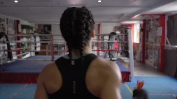 Femme Échauffement Dans Salle Gym Avant Entraînement Boxe — Video