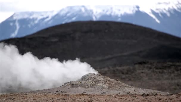 Ångande Fumarol Geotermiskt Område Namaskard Hverir Namafjall Myvatn Island — Stockvideo