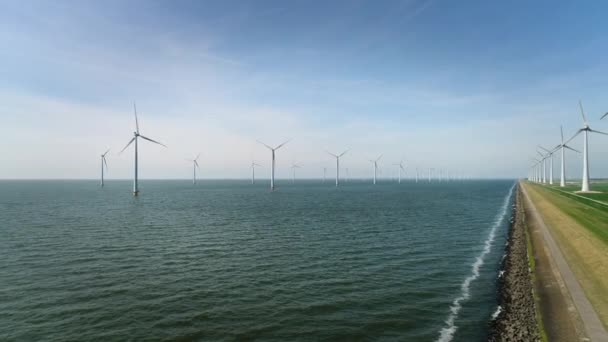 Canal Och Vindkraftverk Dordrecht Zuid Holland Nederländerna — Stockvideo