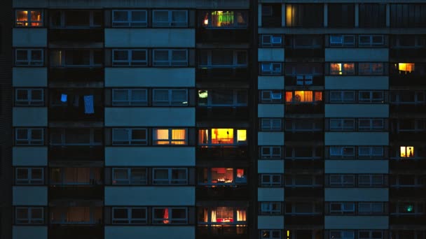 Edificio Residencial Por Noche Rochdale Inglaterra — Vídeo de stock