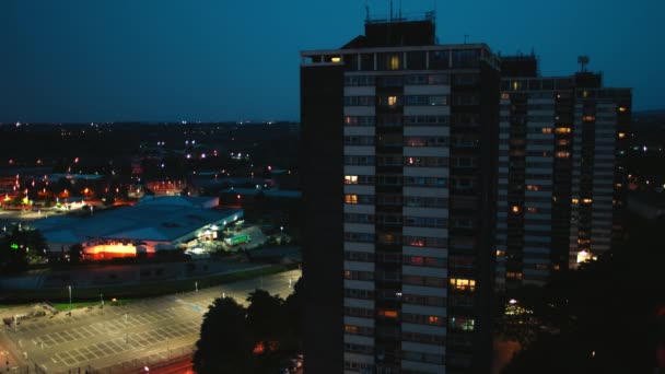 Edifícios Residenciais Tráfego Cidade Noite Rochdale Inglaterra — Vídeo de Stock