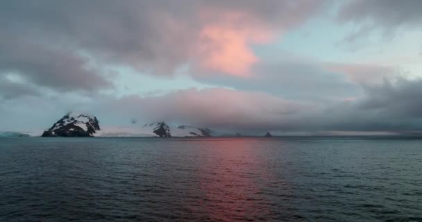 Pohled Half Moon Island Při Západu Slunce Antarktida — Stock video