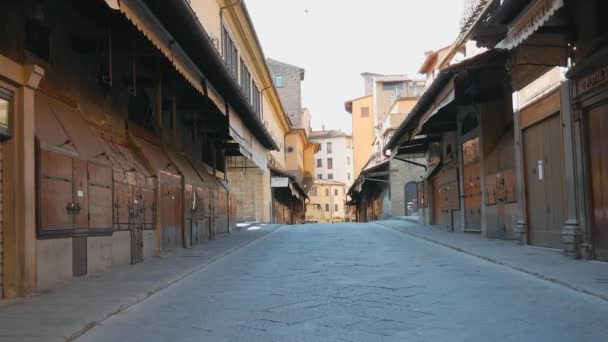 Üres Sikátor Régi Városban Coronavirus Járvány Idején Florence Toszkána Olaszország — Stock videók