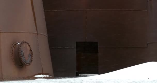 Rusty Old Whaling Station Deception Island Snowfall Antarctic Peninsula Antarctica — Stock Video