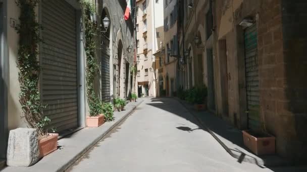 Üres Sikátor Régi Városban Coronavirus Járvány Idején Florence Toszkána Olaszország — Stock videók