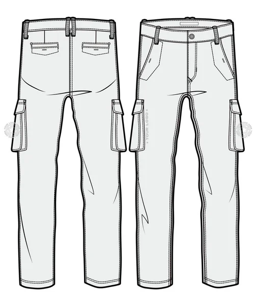 Cargo Pants Large Side Pockets — Stock Vector