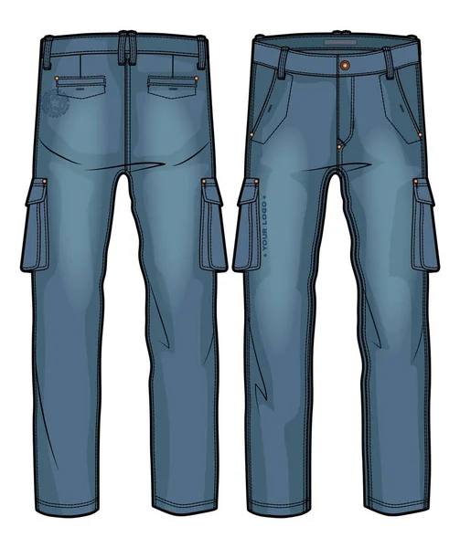 Džínové Kalhoty Velkými Bočními Kapsami — Stockový vektor