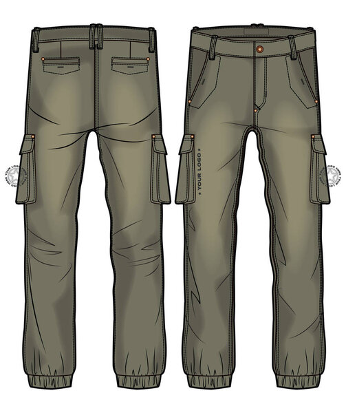 Хаки грузовые брюки с большими боковыми карманами
