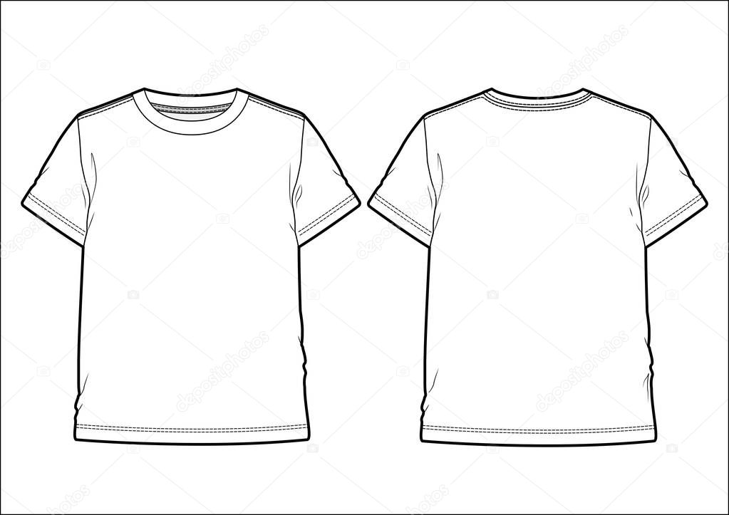 Front and back view of a men's T-shirt