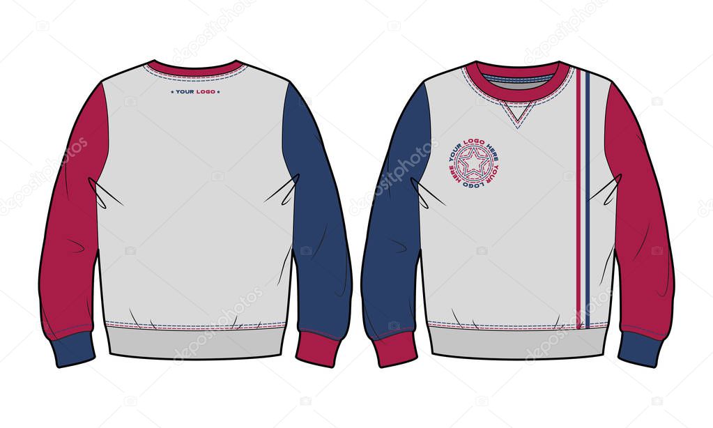 Sweatshirt with contrasting details (front and back view)