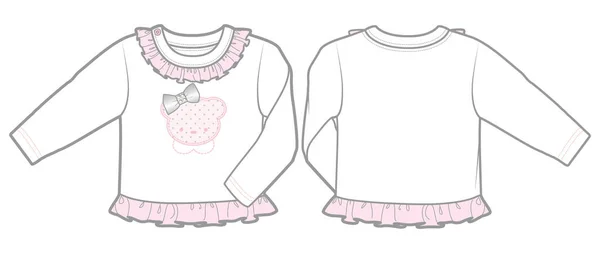 Blouse Manches Longues Jersey Coton Pour Une Petite Fille Fermetures — Image vectorielle