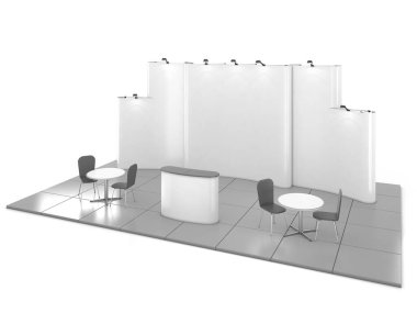 Renk şekilli boş yaratıcı sergi standı tasarımı. Booth şablon 02. 3 Boyutlu Hazırlama
