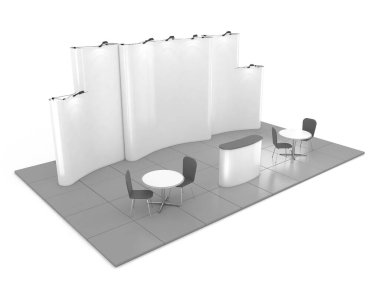 Renk şekilli boş yaratıcı sergi standı tasarımı. Booth şablon 02. 3 Boyutlu Hazırlama