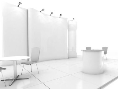 Renk şekilli boş yaratıcı sergi standı tasarımı. Booth şablonu. 3 Boyutlu Hazırlama