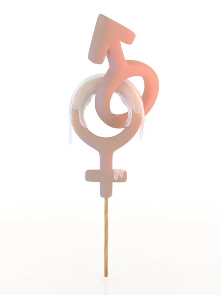 Signe d'hommes et de zhenshiny. féminin dans le sperme. Illustration de rendu 3D — Photo