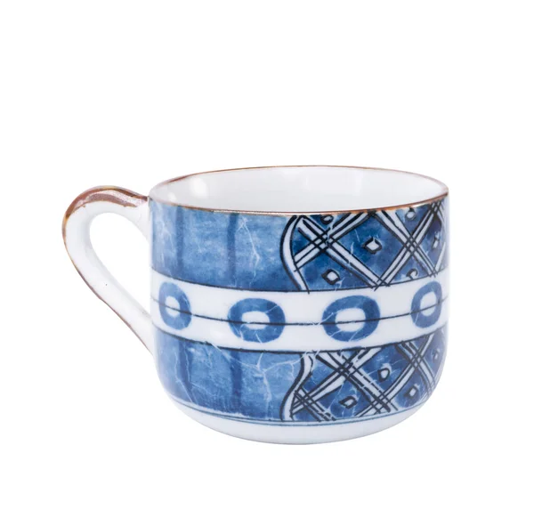Ceramiczny Niebieski Kubek Izolowany Białym Tle Ścieżką Wycinania — Zdjęcie stockowe