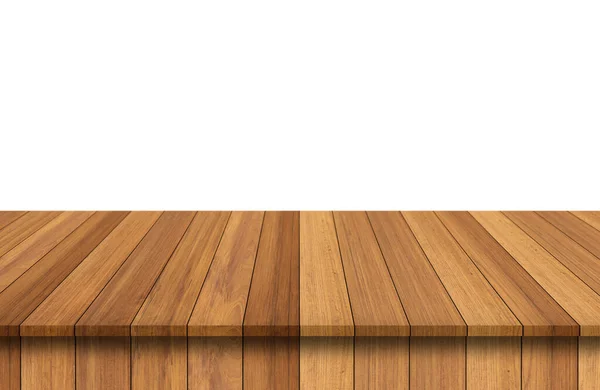 Prázdný Dřevěný Stolní Pult Pro Zobrazení Montážních Výrobků Izolovaný Bílém — Stock fotografie