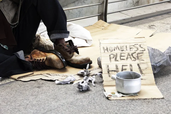 Obdachloser Auf Straße Der Hauptstadt — Stockfoto