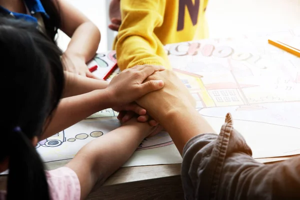 Teacher Children Hands Drawing — Stock Photo, Image