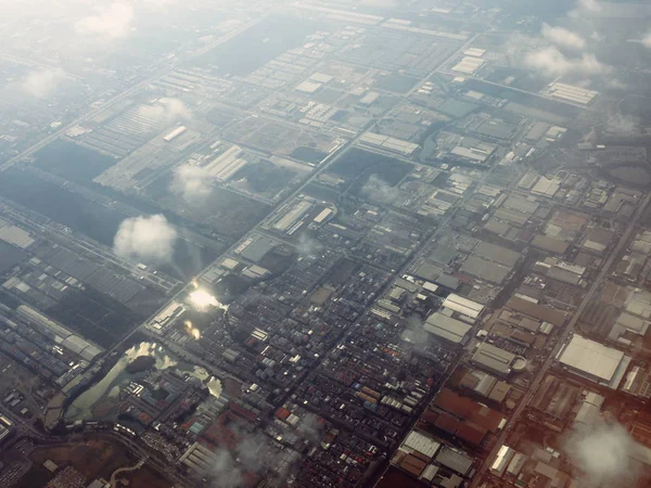 Beautiful Top view on plane at the city scape in Thailand.