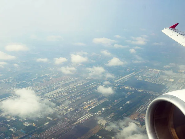 Schöne Obere Ansicht Flugzeug Auf Das Stadtbild Thailand — Stockfoto