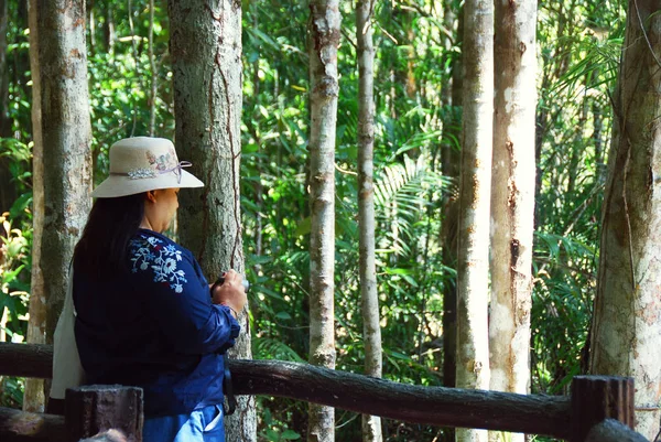 Mulher Bonita Tirar Foto Natureza Tailândia — Fotografia de Stock